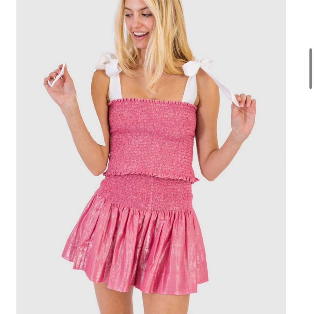 Pink Sleeveless Dress with Bow Straps